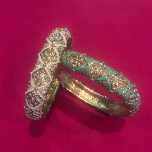 Source Unknown Jewelry - Enameled Chrystal Bangle Bracelet Set